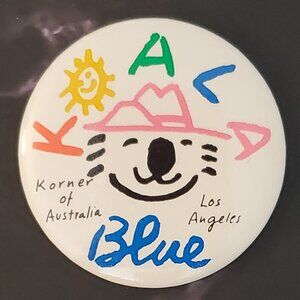 Koala Blue Pinback A Corner of Austrailia  1981 Olivia Newton John Brand